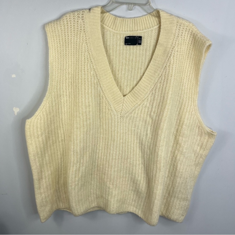ASOS Size 24 Plus V-Neck Sweater Vest Cream Knit Soft WSB